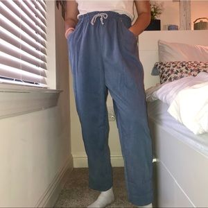 Basic Editions denim-look paper bag pants